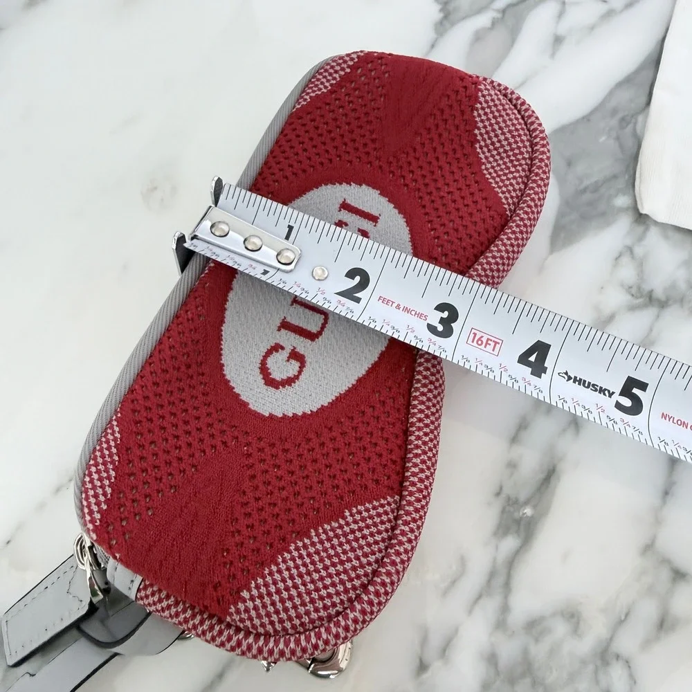 Gucci Red Technical Knit Glasses Case Zip Pouch with Strap 824707
